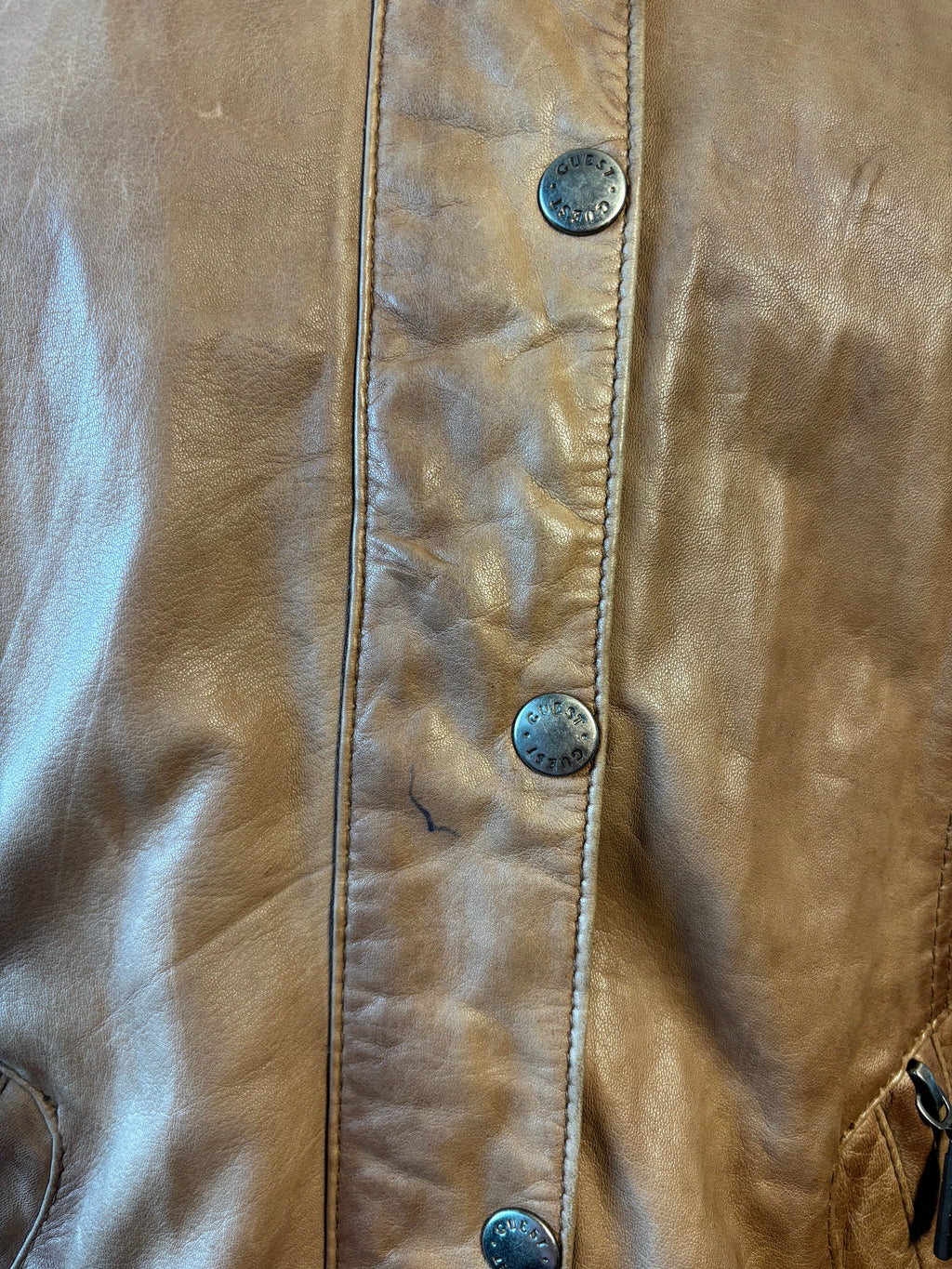 Vintage Caramel Brown Leather Jacket – Biker Style (UK 20–22 / XL)