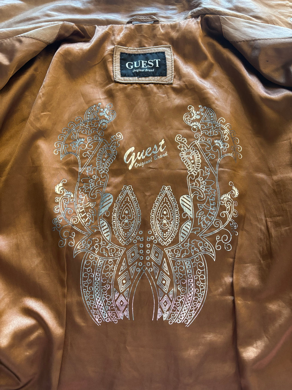 Vintage Caramel Brown Leather Jacket – Biker Style (UK 20–22 / XL)