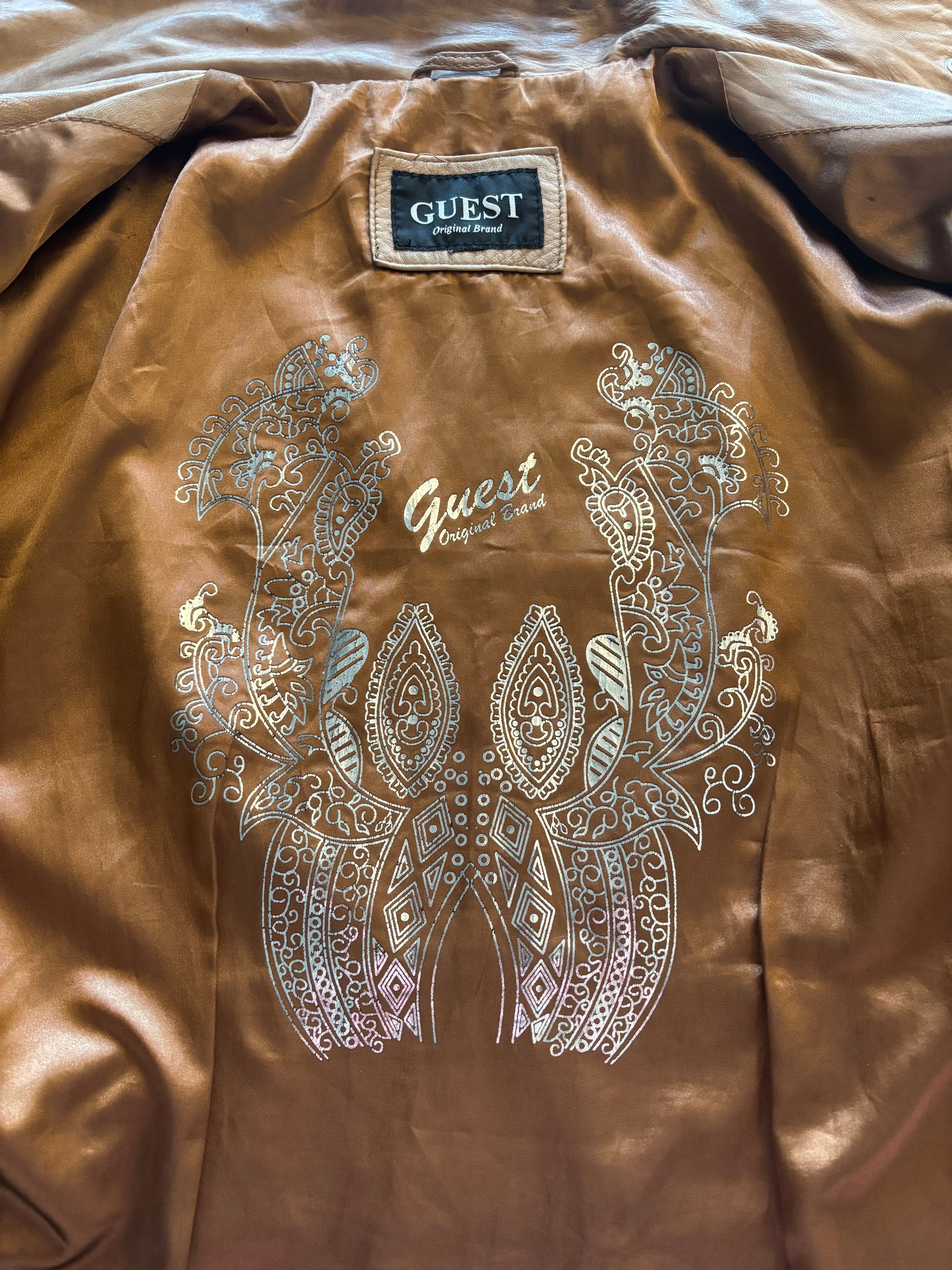 Vintage Caramel Brown Leather Jacket – Biker Style (UK 20–22 / XL)