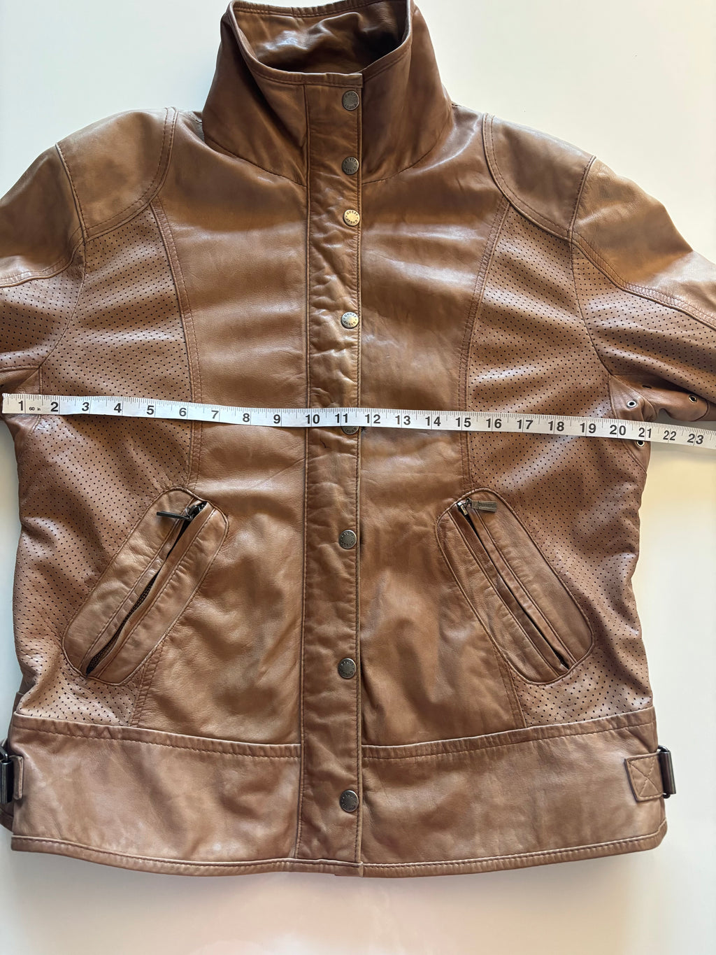 Vintage Caramel Brown Leather Jacket – Biker Style (UK 20–22 / XL)