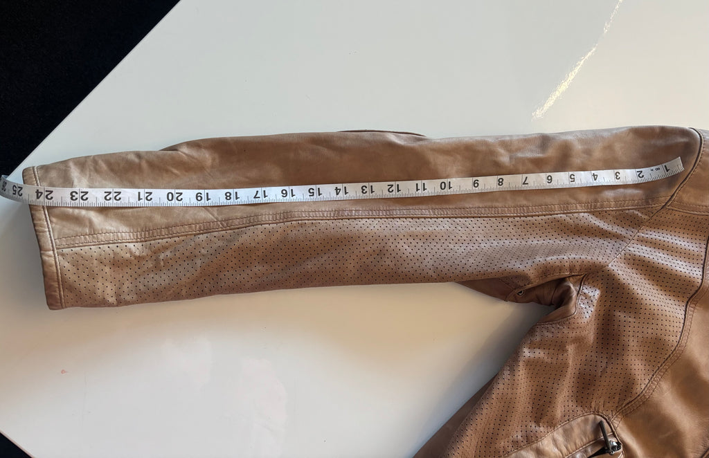Vintage Caramel Brown Leather Jacket – Biker Style (UK 20–22 / XL)