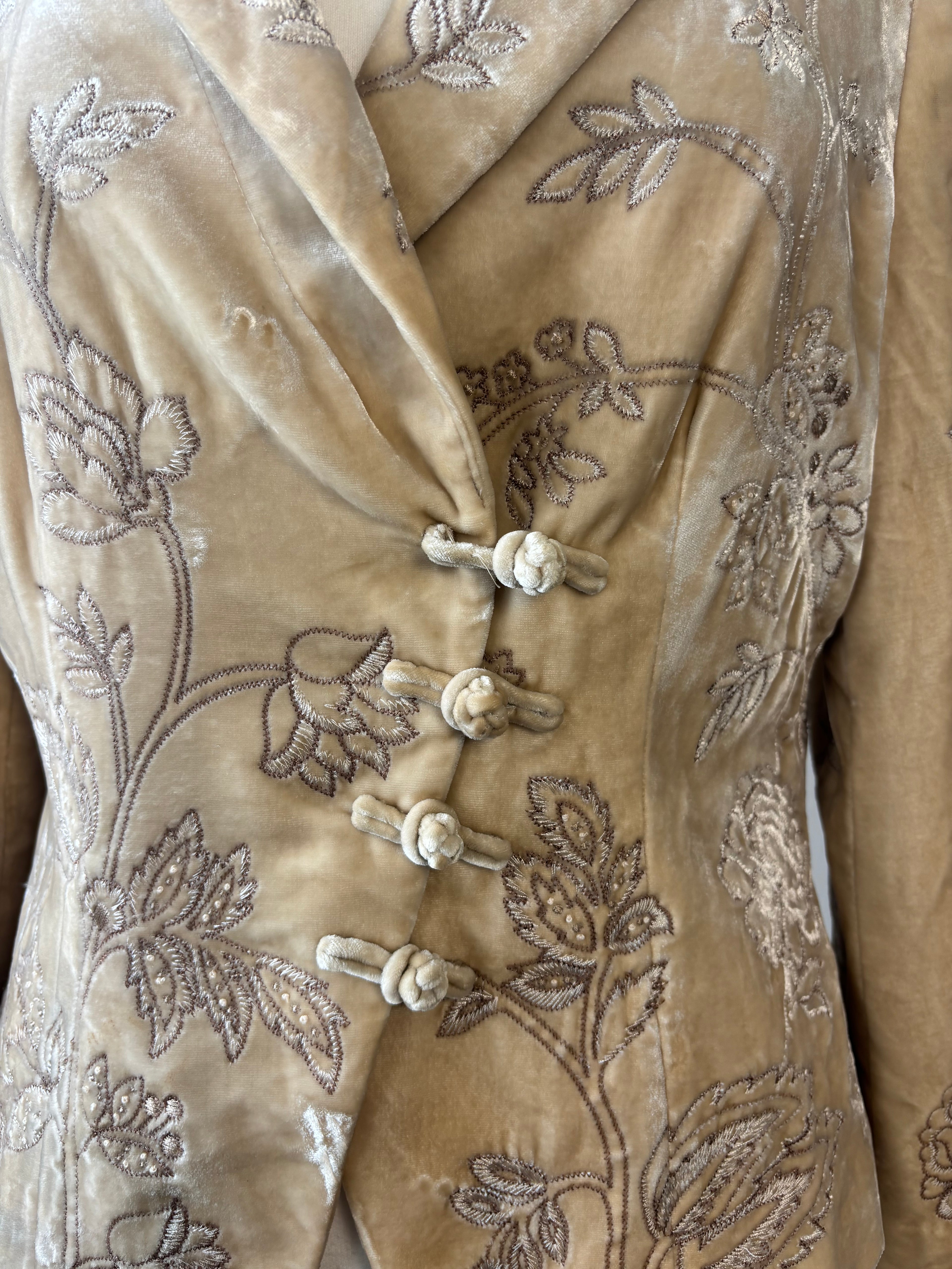 Vintage Kaliko Embroidered Velvet Blazer – Silk Blend – UK 12
