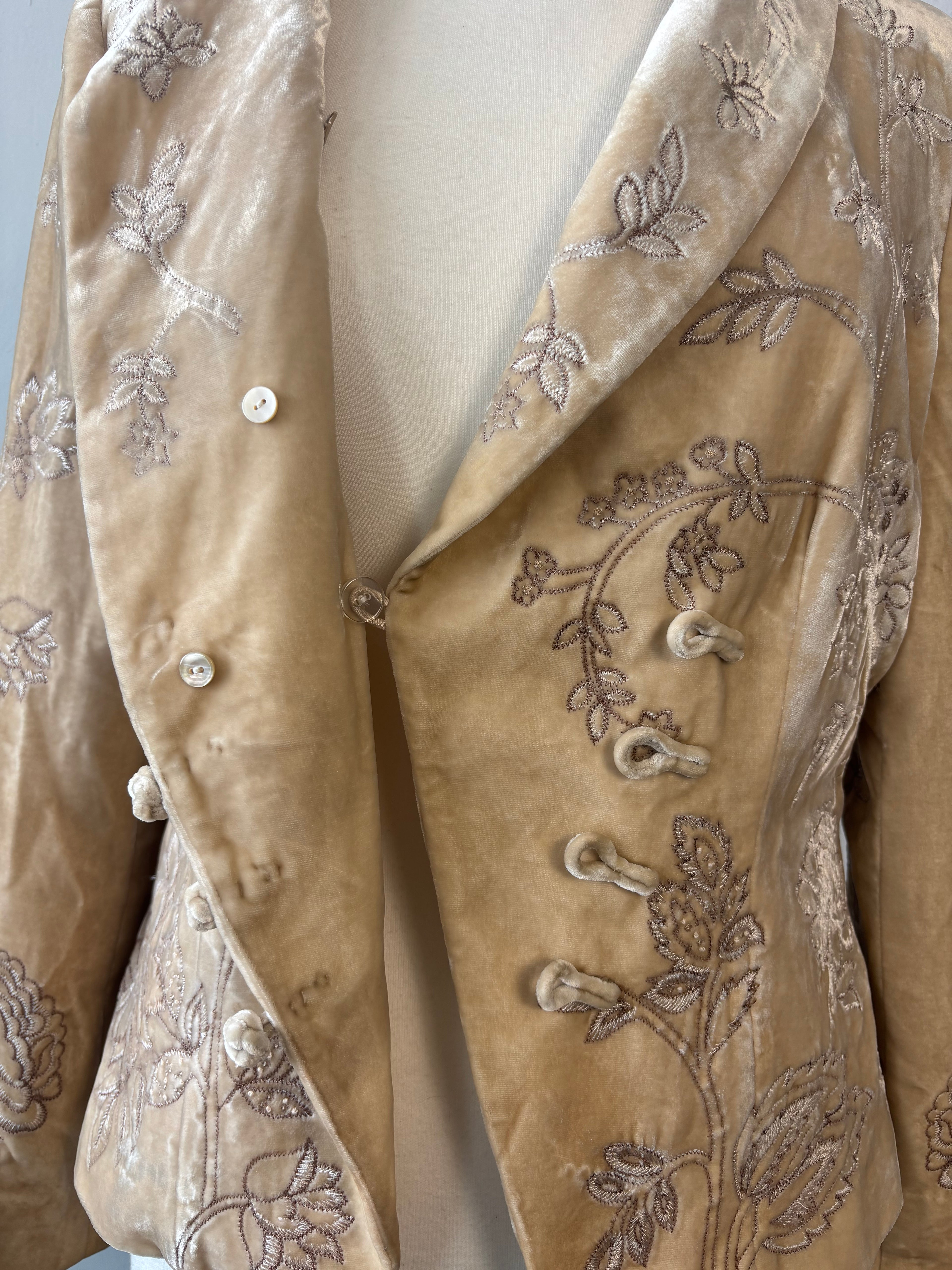 Vintage Kaliko Embroidered Velvet Blazer – Silk Blend – UK 12