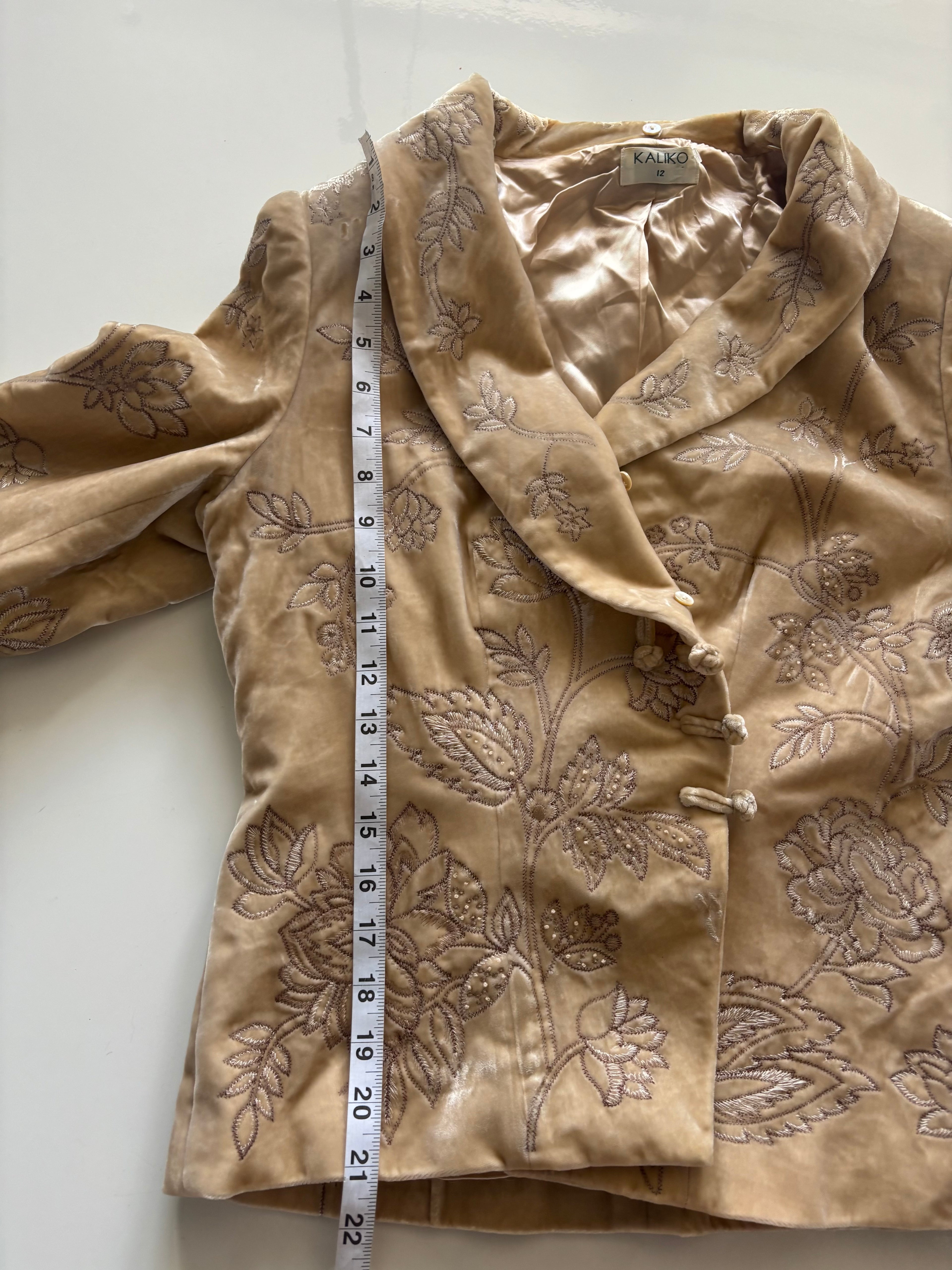 Vintage Kaliko Embroidered Velvet Blazer – Silk Blend – UK 12