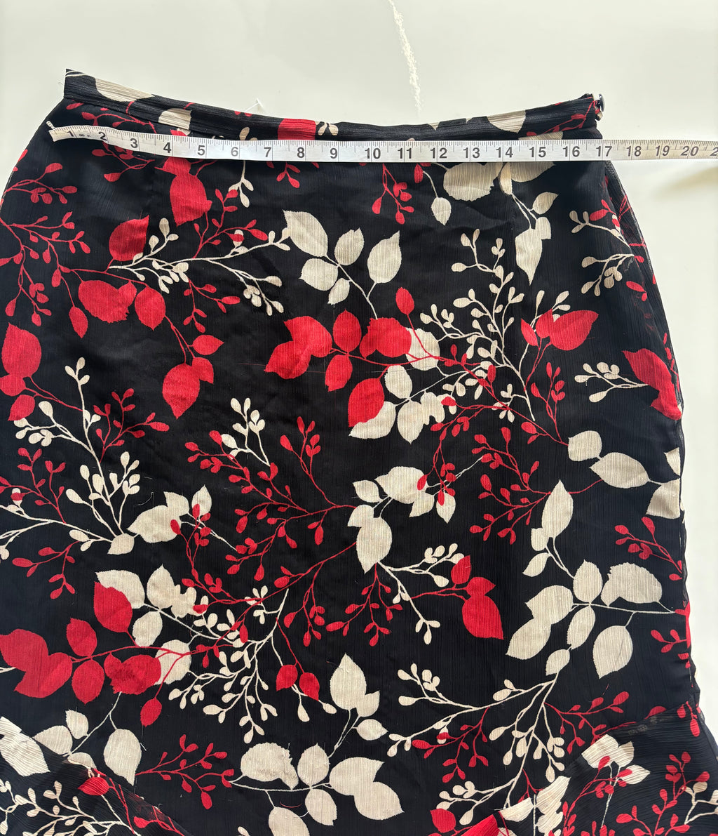 Jacques Vert Floral Midi Skirt – Chiffon Overlay – UK 16