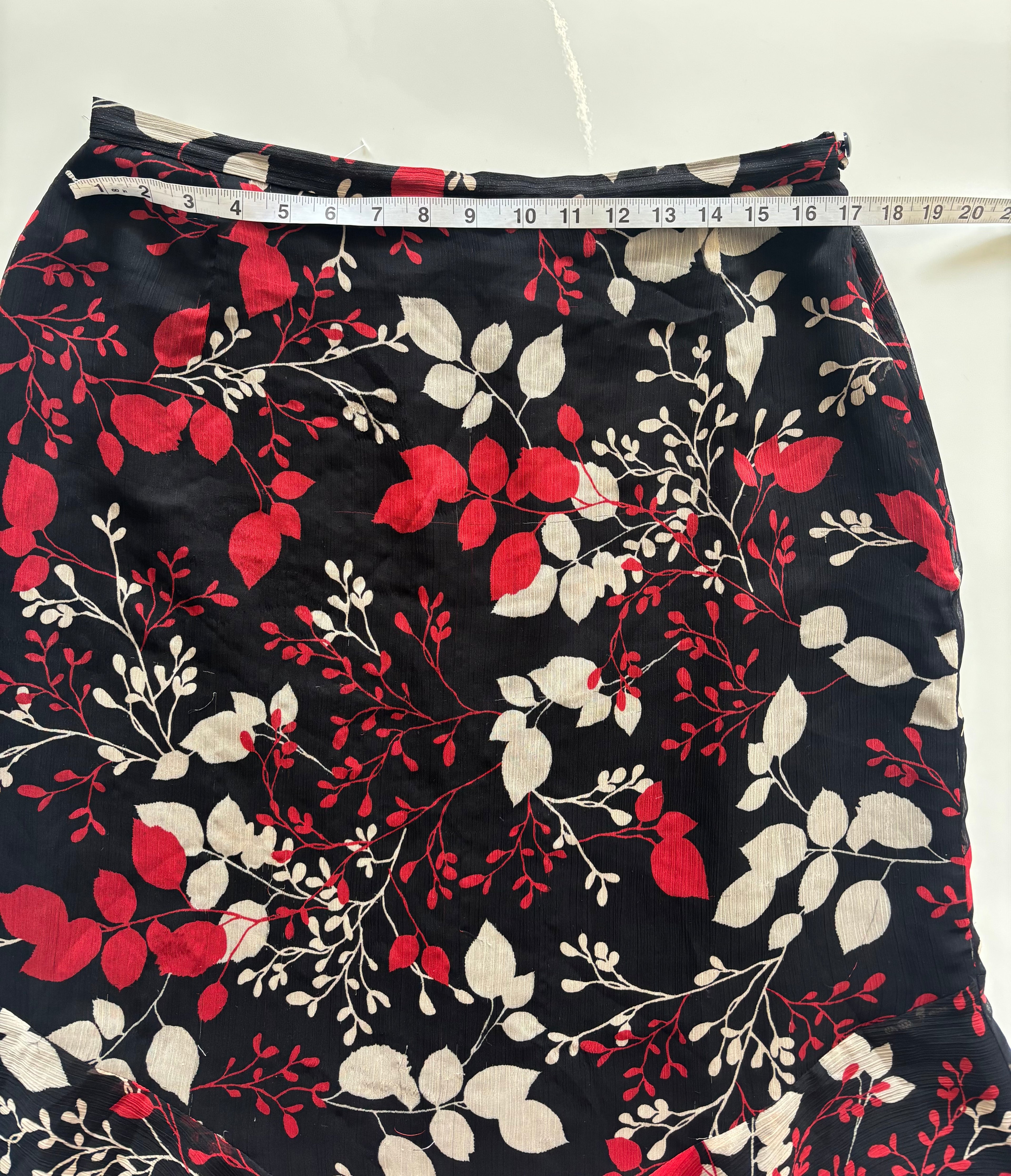 Jacques Vert Floral Midi Skirt – Chiffon Overlay – UK 16