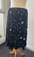 Black Velvet Embroidered Midi Skirt – UK 16