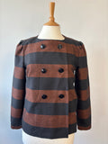 Nicole Farhi Striped Double-Breasted Jacket – Brown & Black | UK 10