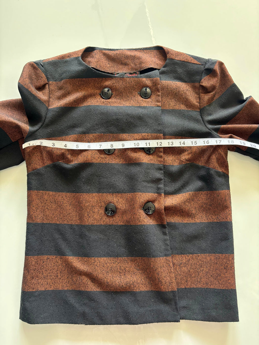 Nicole Farhi Striped Double-Breasted Jacket – Brown & Black | UK 10