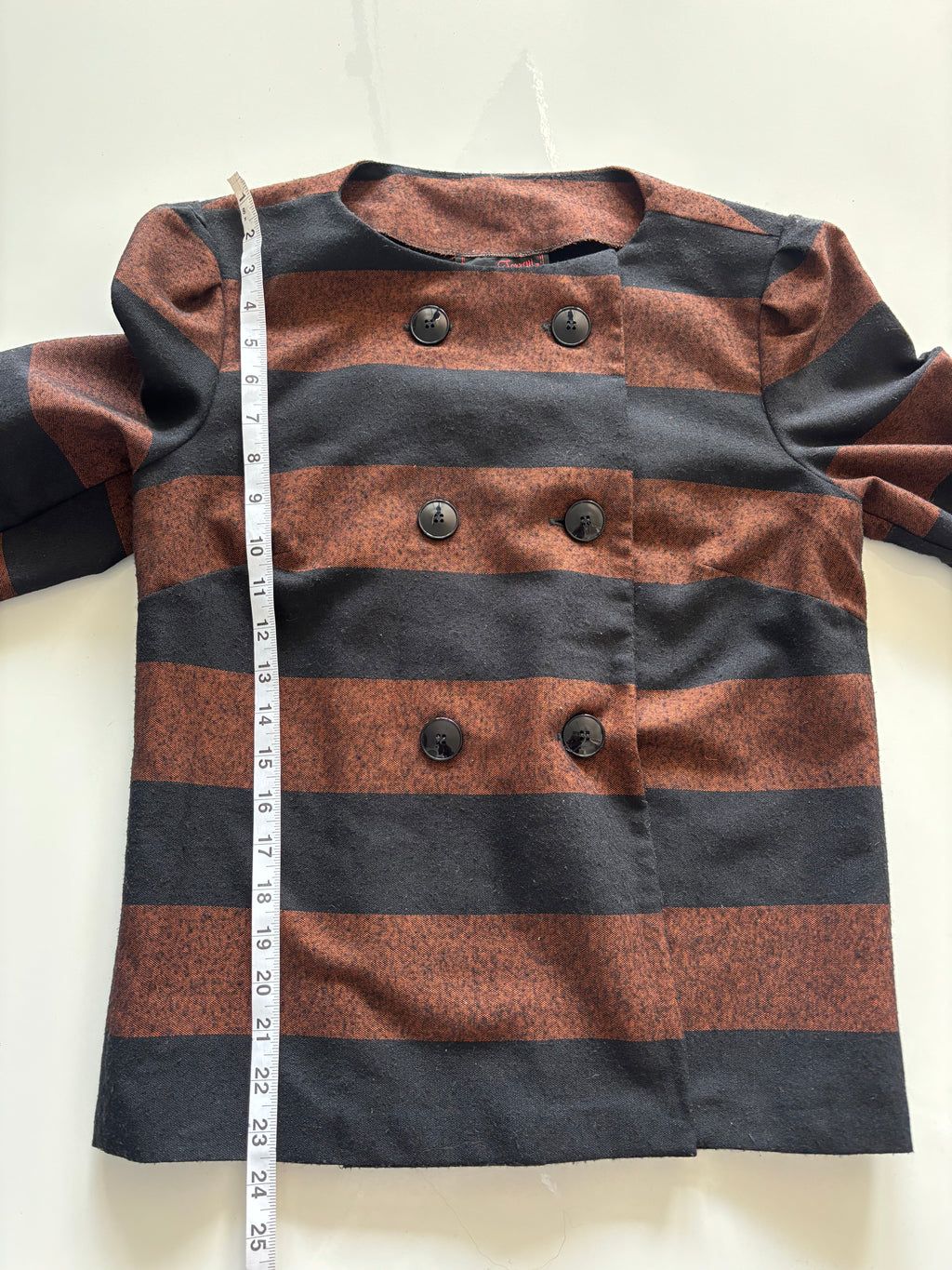 Nicole Farhi Striped Double-Breasted Jacket – Brown & Black | UK 10