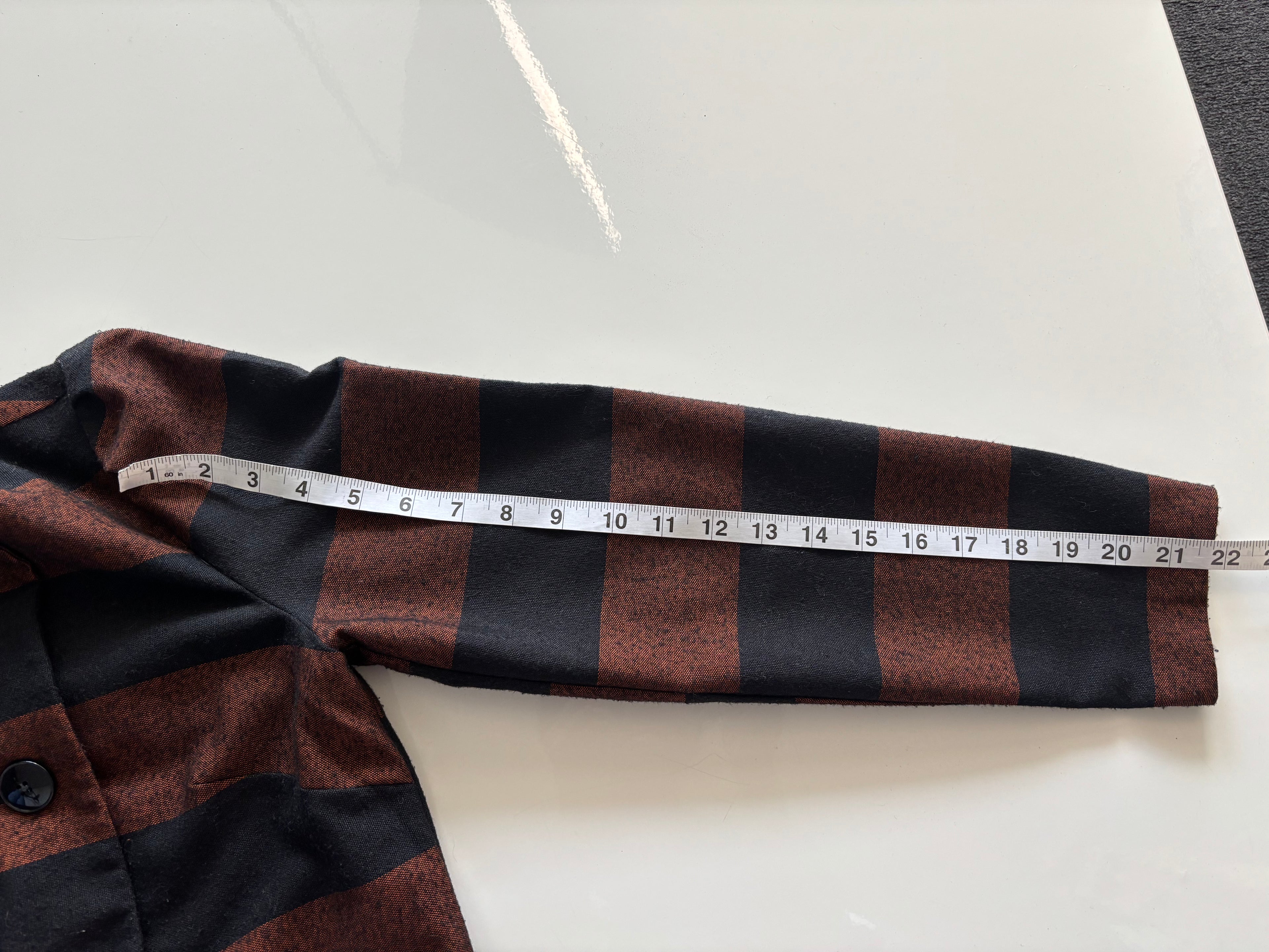 Nicole Farhi Striped Double-Breasted Jacket – Brown & Black | UK 10
