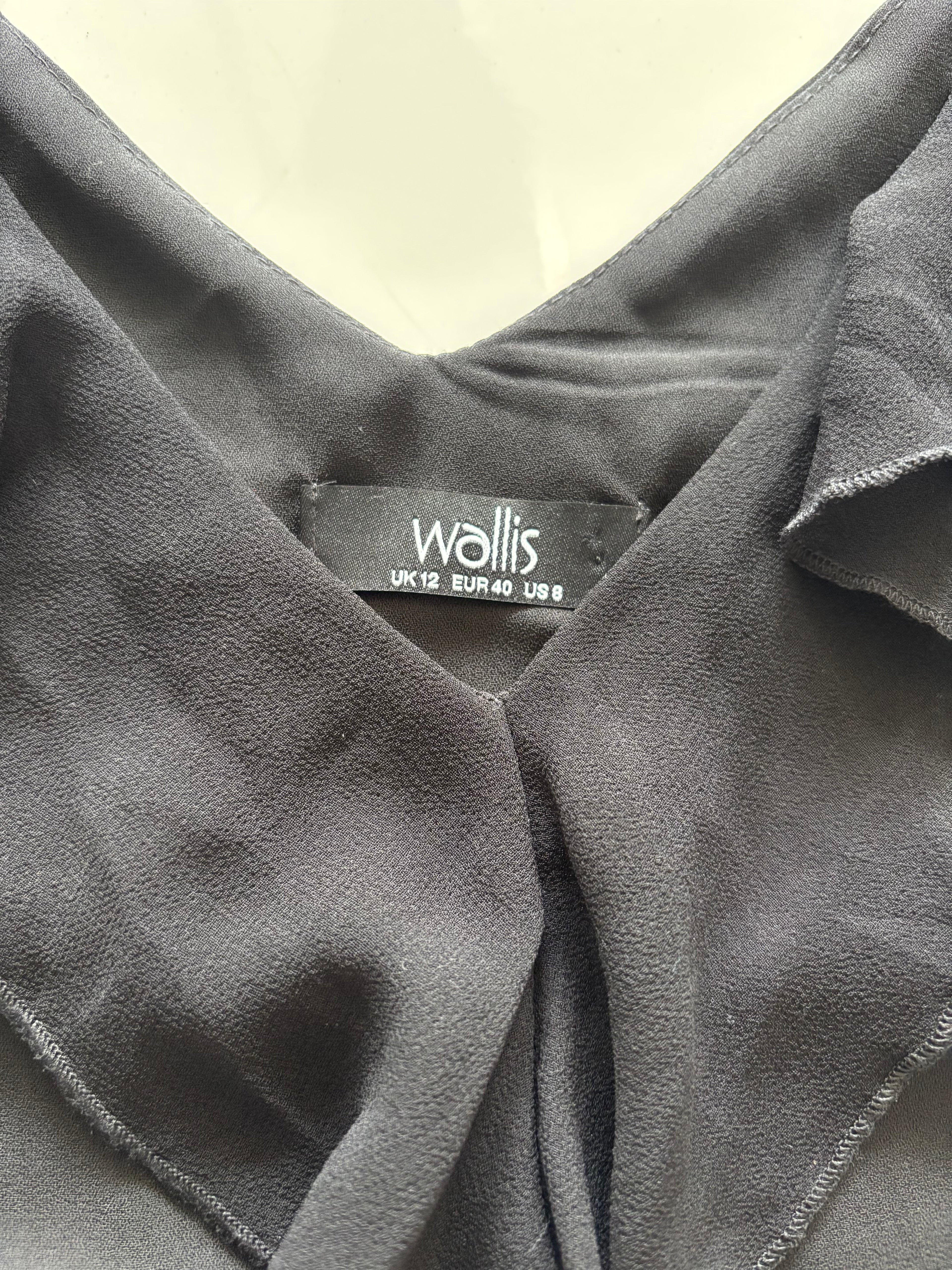Wallis Black Ruffle Front Sleeveless Top – UK 12