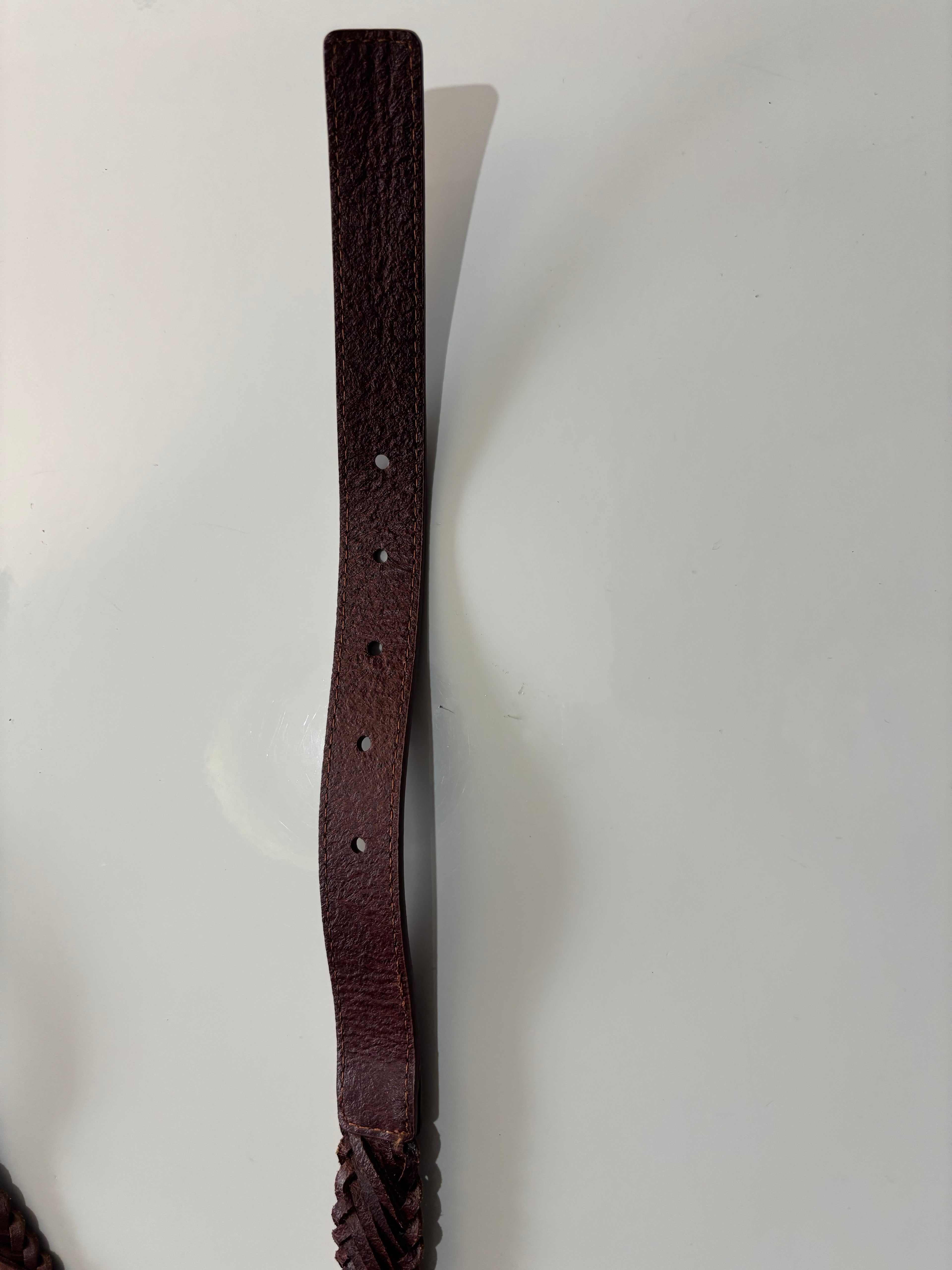 Karen Millen Tan Braided Leather Belt – Gold Buckle – New With Tags