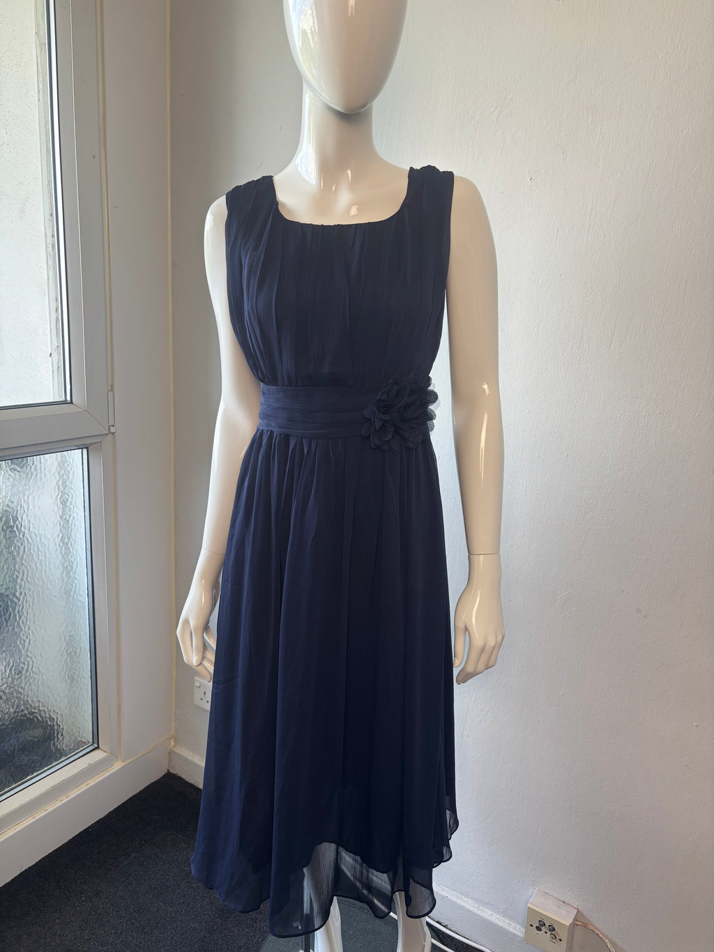 Rose Happy Navy Chiffon Occasion Midi Dress – UK 18 | BNWT
