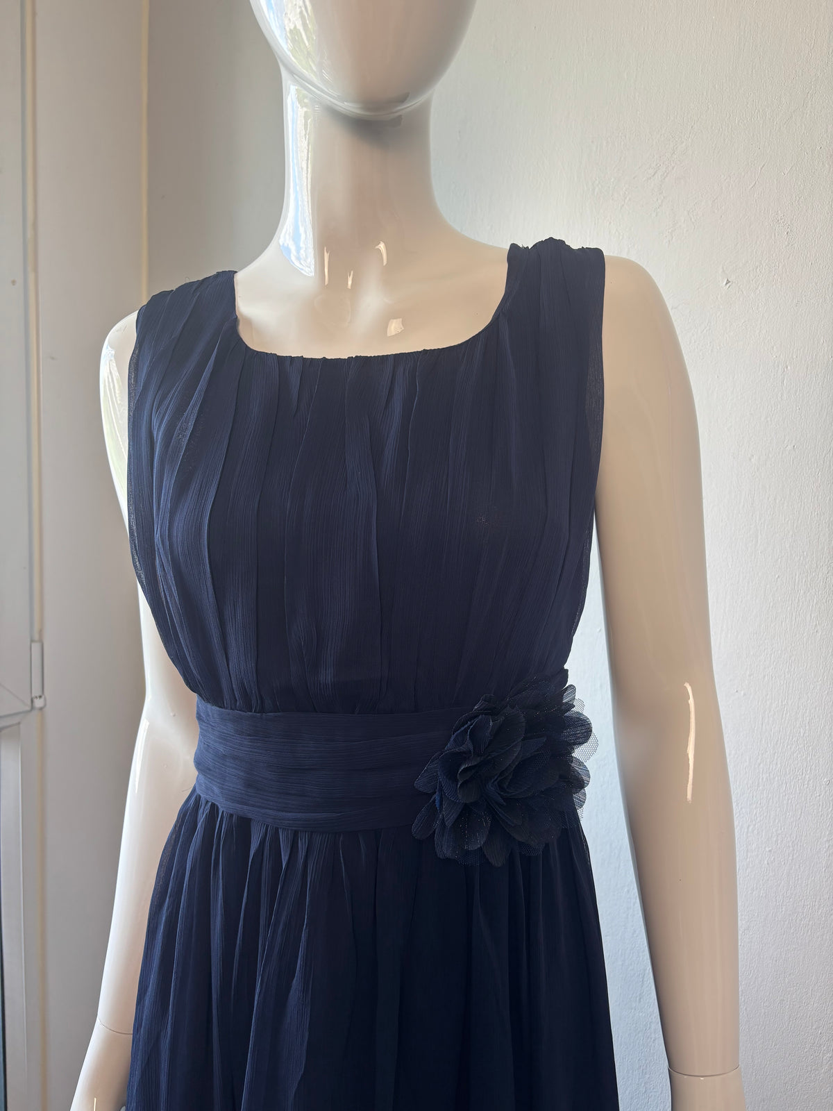 Rose Happy Navy Chiffon Occasion Midi Dress – UK 18 | BNWT