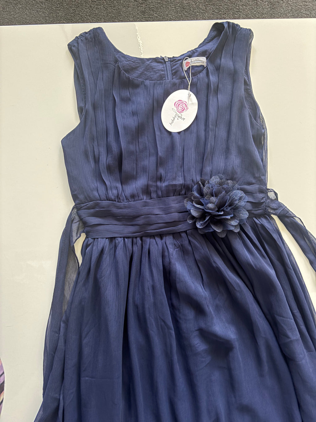 Rose Happy Navy Chiffon Occasion Midi Dress – UK 18 | BNWT