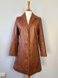 Vintage Tomahawk Leather Coat – Caramel Brown Tailored Jacket (UK 8–10)