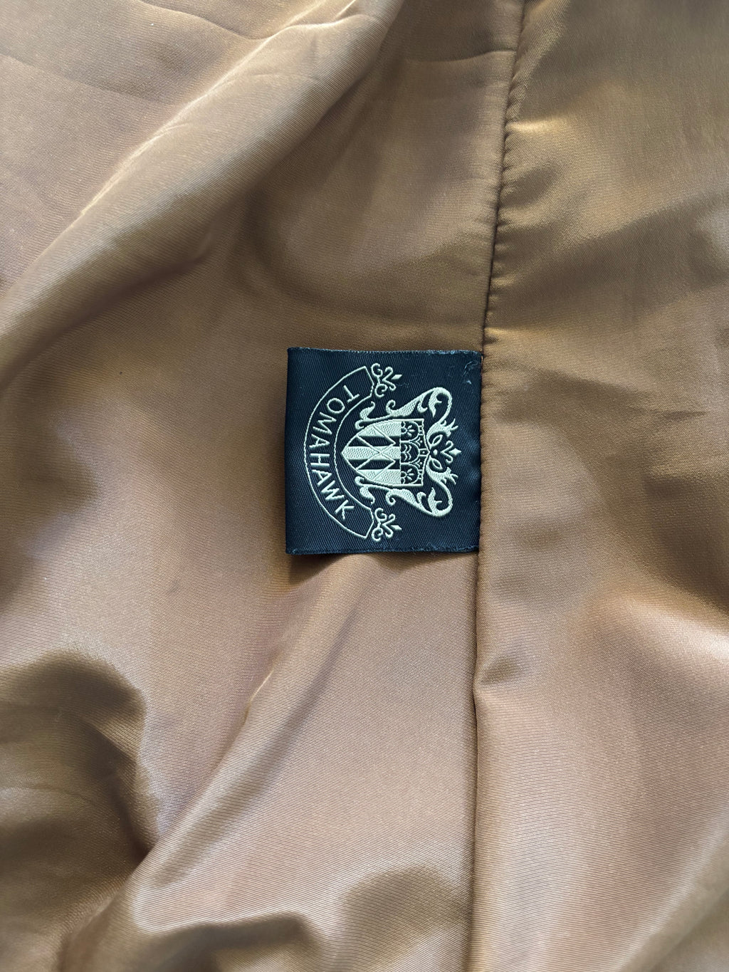 Vintage Tomahawk Leather Coat – Caramel Brown Tailored Jacket (UK 8–10)