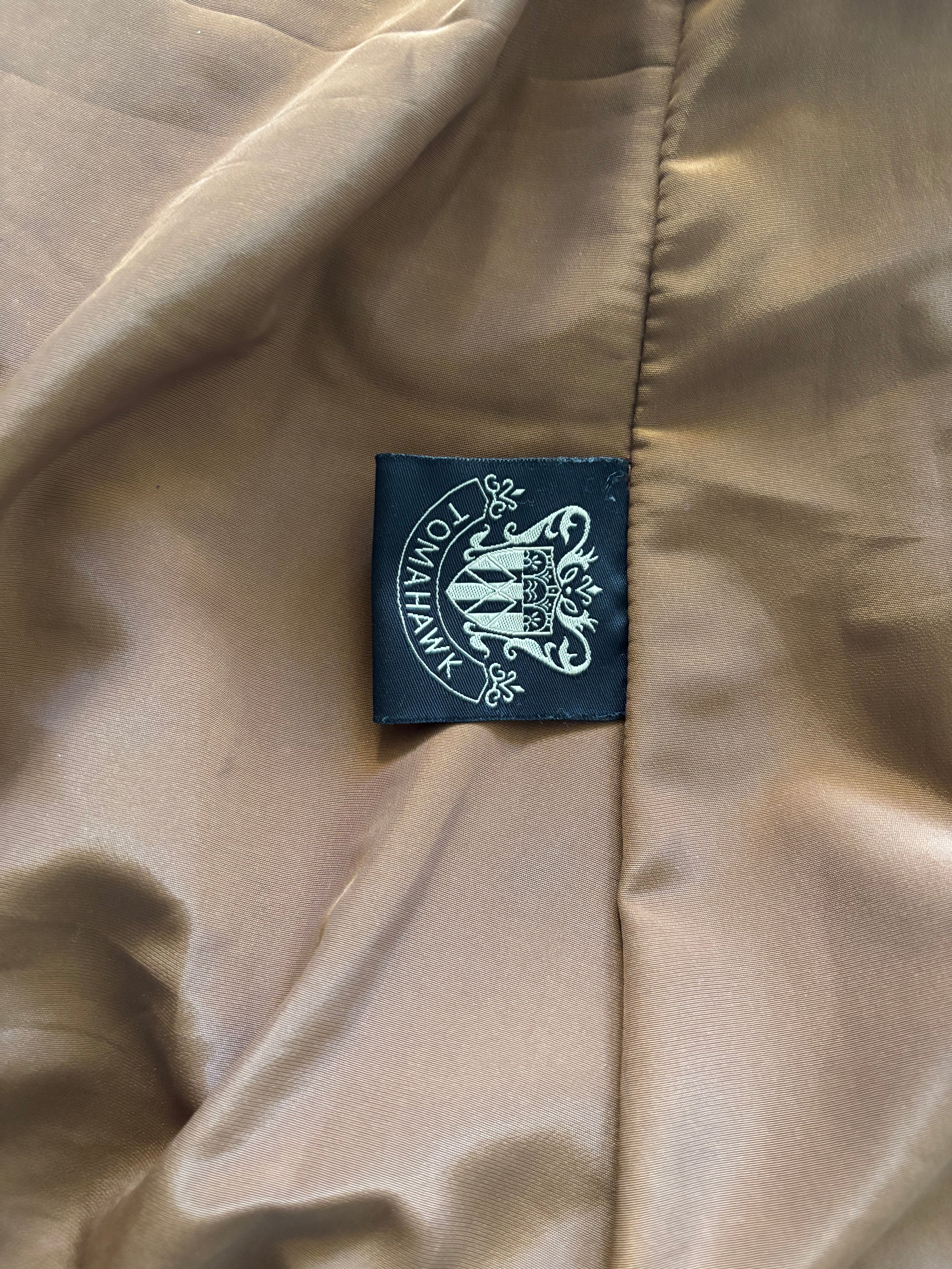 Vintage Tomahawk Leather Coat – Caramel Brown Tailored Jacket (UK 8–10)