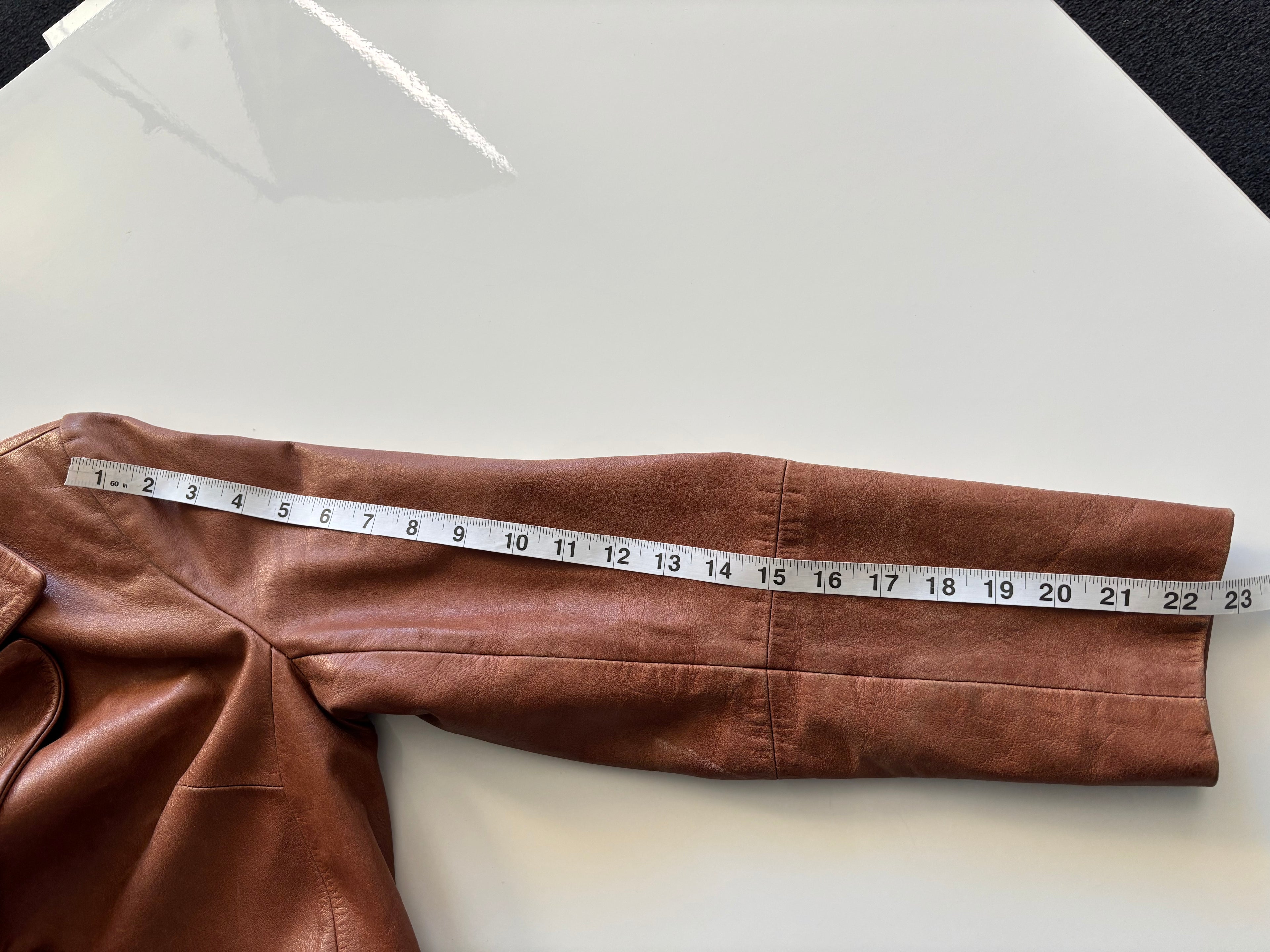 Vintage Tomahawk Leather Coat – Caramel Brown Tailored Jacket (UK 8–10)