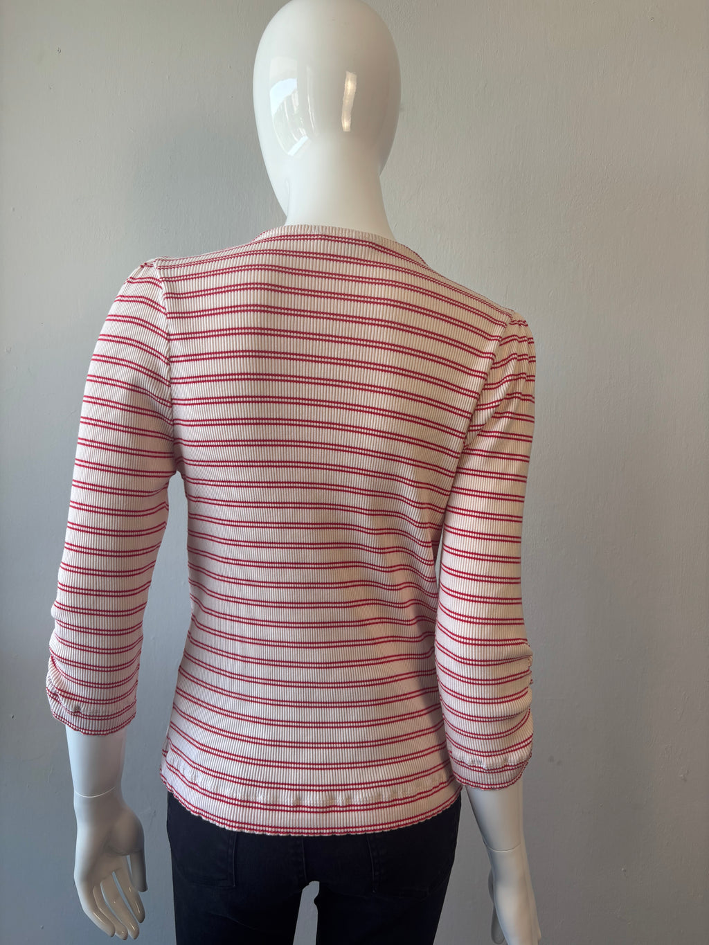 Oliver Bonas Red & Cream Striped Square Neck Top – UK 18