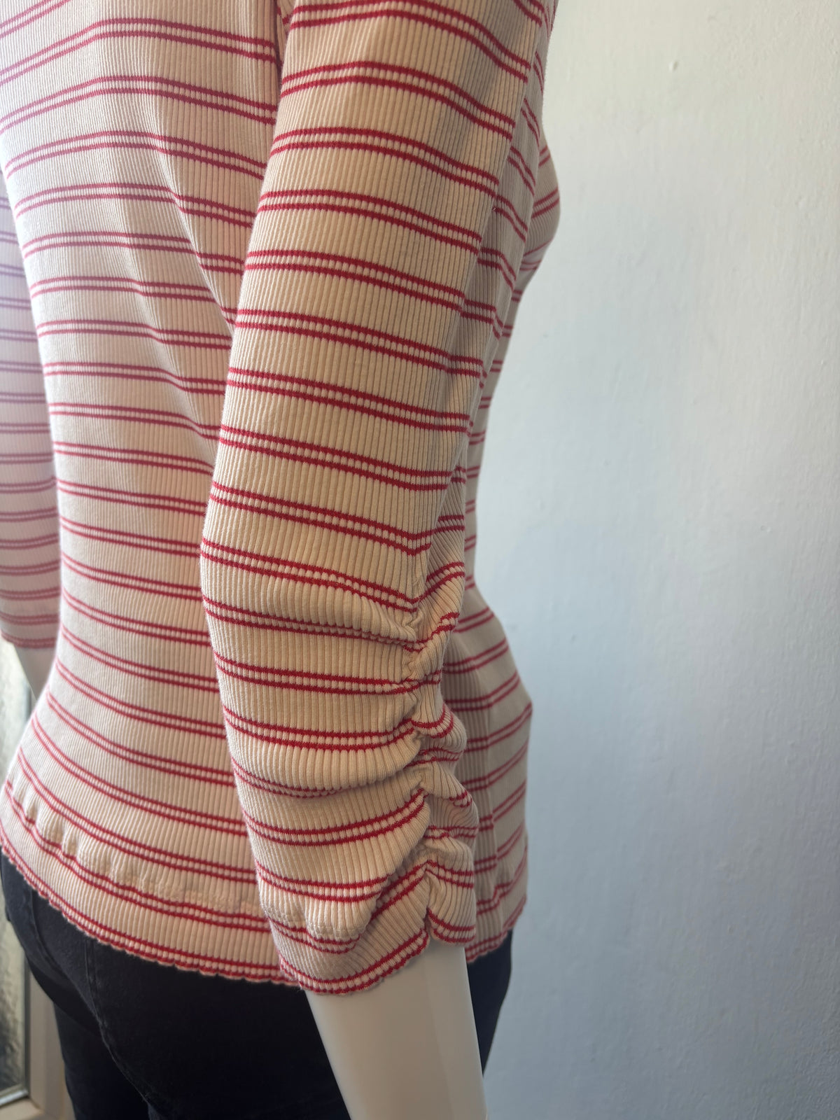 Oliver Bonas Red & Cream Striped Square Neck Top – UK 18