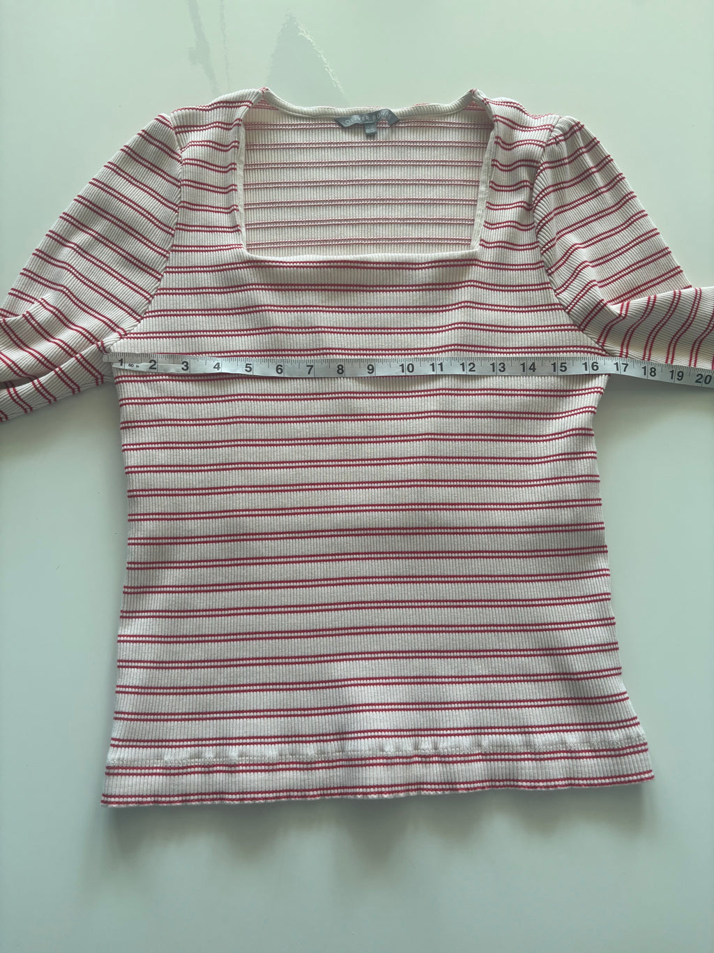Oliver Bonas Red & Cream Striped Square Neck Top – UK 18