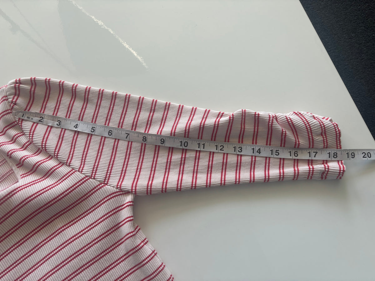 Oliver Bonas Red & Cream Striped Square Neck Top – UK 18