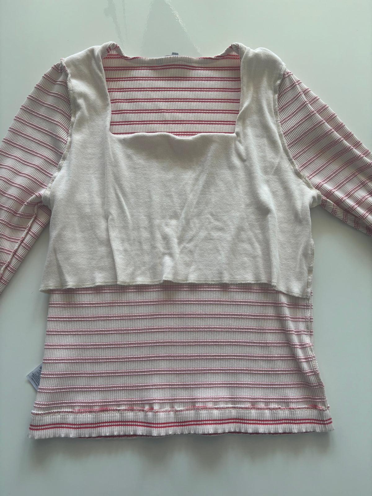 Oliver Bonas Red & Cream Striped Square Neck Top – UK 18