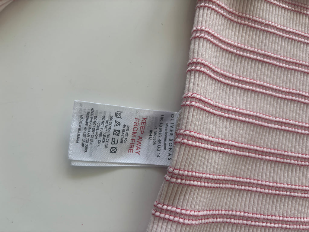 Oliver Bonas Red & Cream Striped Square Neck Top – UK 18