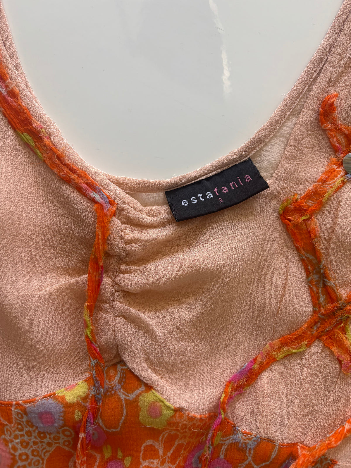 Estafania Sheer Patchwork Asymmetric Artwear Top – Size 3