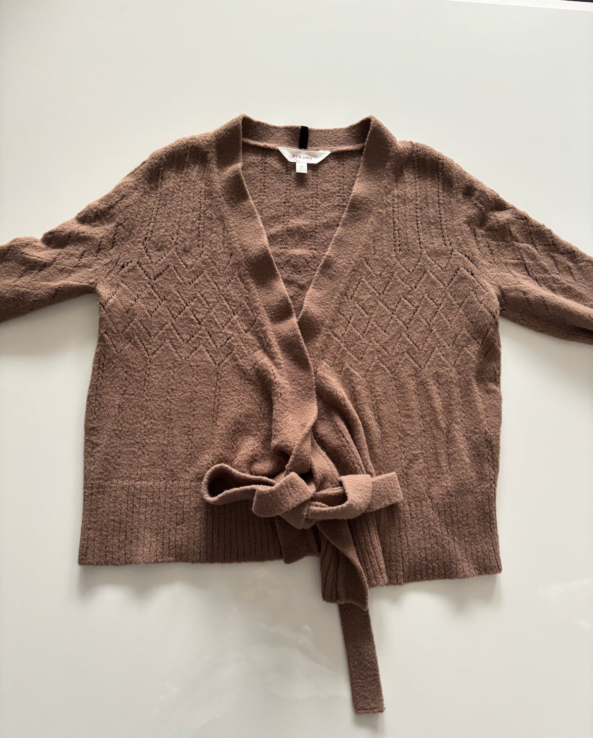 Per Una Vintage-Style Textured Tie-Front Cardigan – UK 10