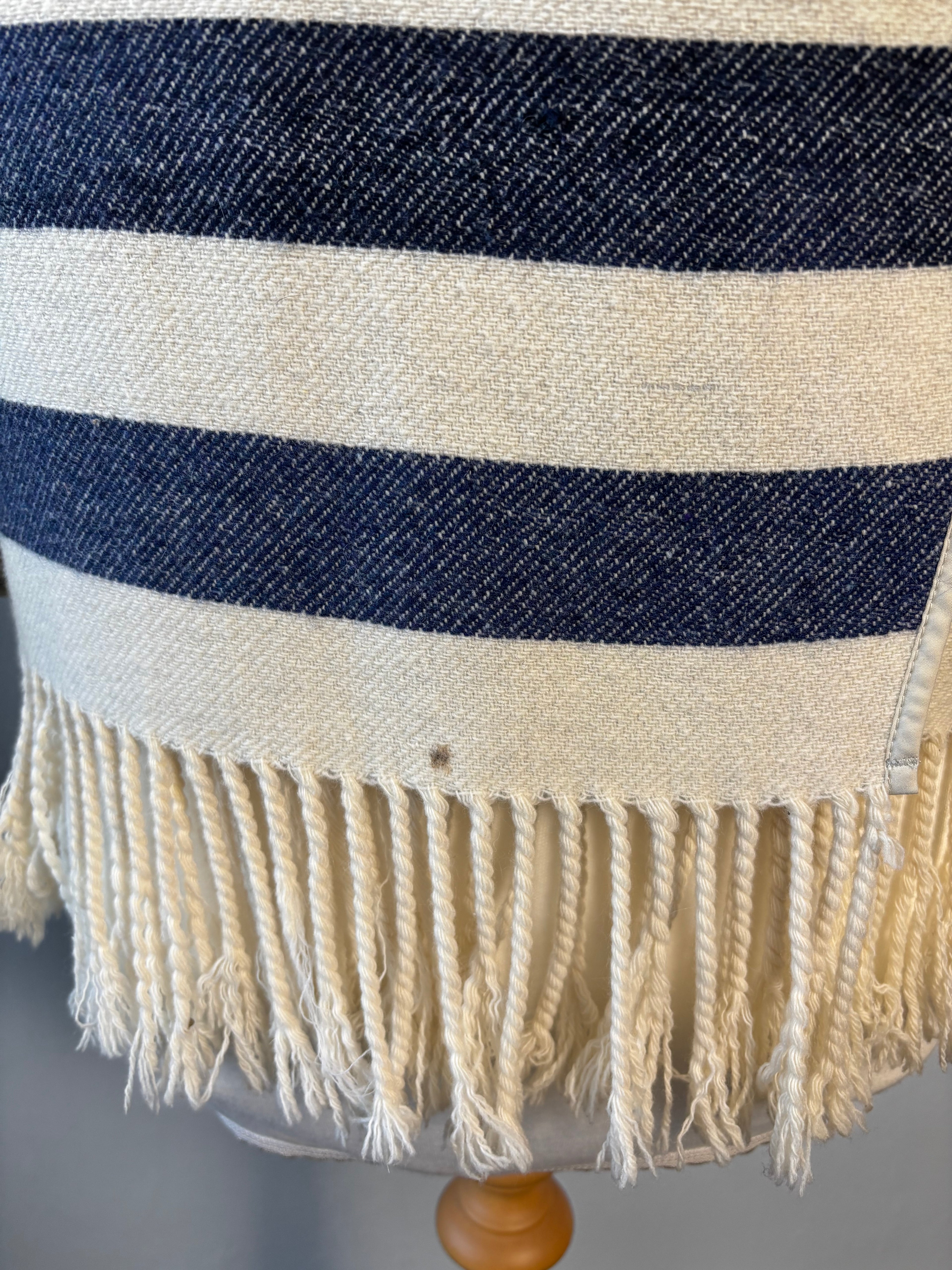 Karen Millen Wool Blend Striped Cape Poncho – Fringe Hem – UK 12