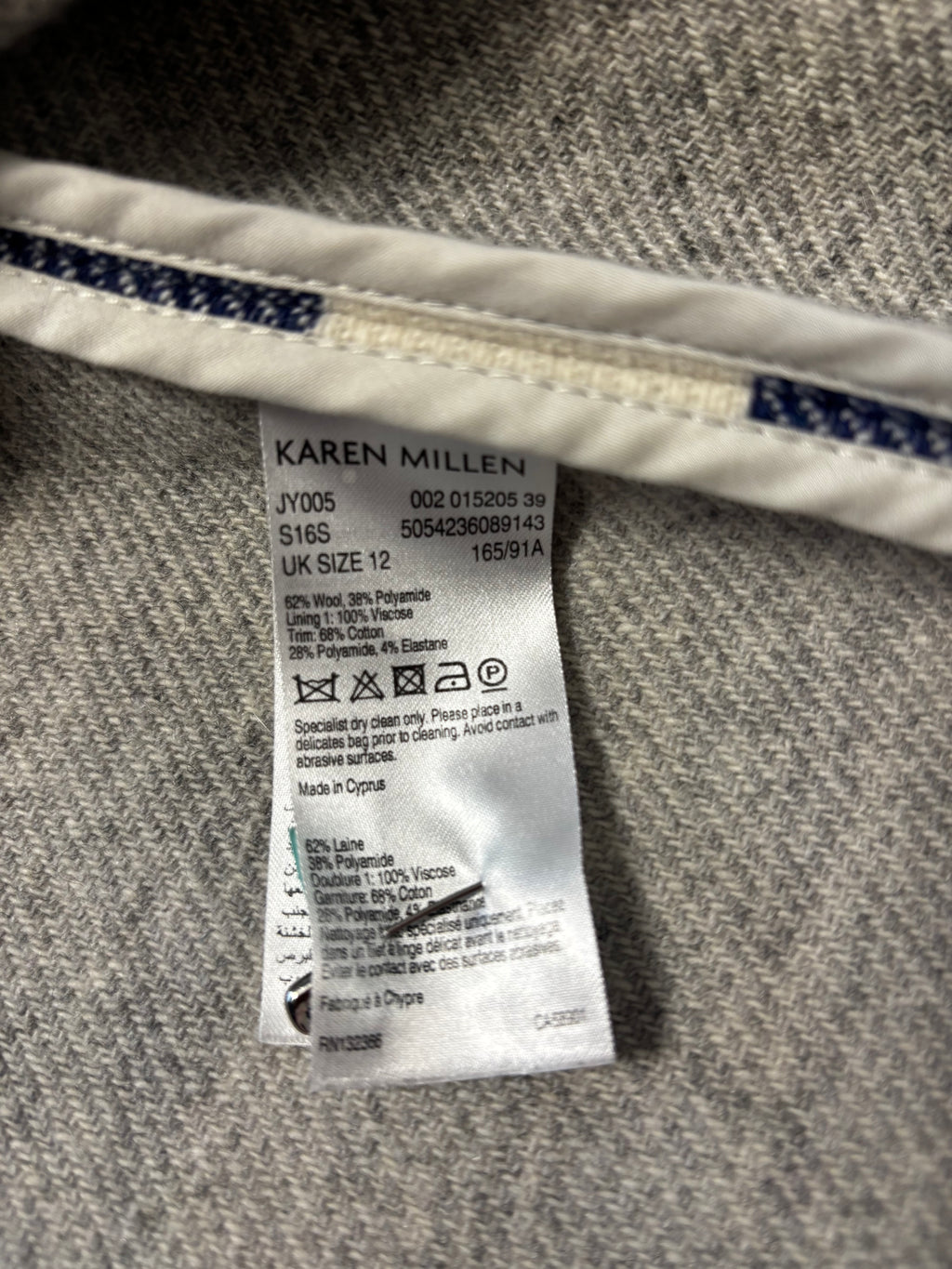 Karen Millen Wool Blend Striped Cape Poncho – Fringe Hem – UK 12