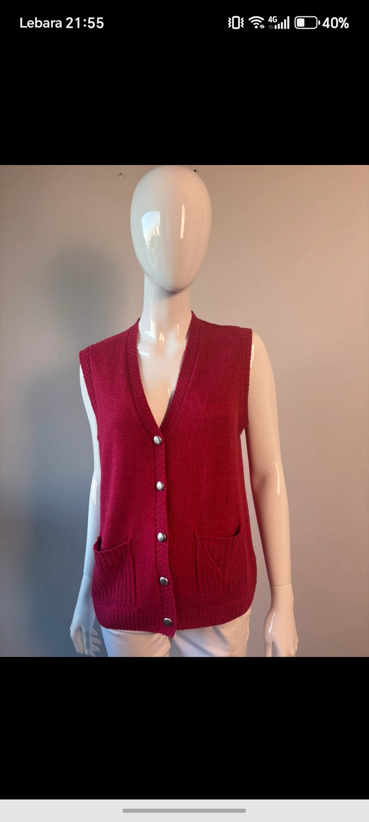 Honor Millburn Raspberry Pink Knitted Waistcoat Cardigan Vest – Size M