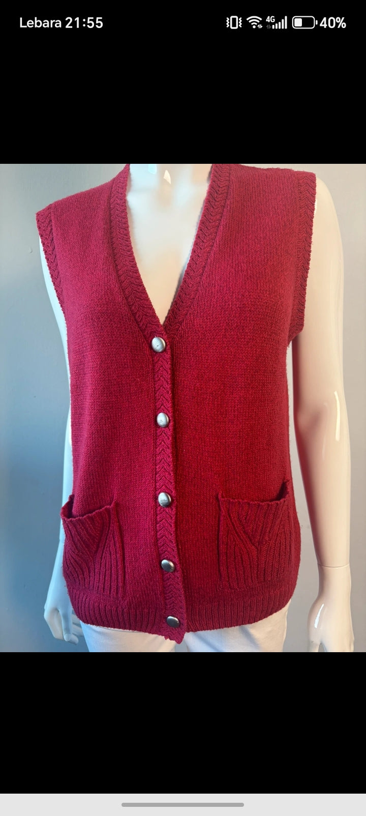 Honor Millburn Raspberry Pink Knitted Waistcoat Cardigan Vest – Size M