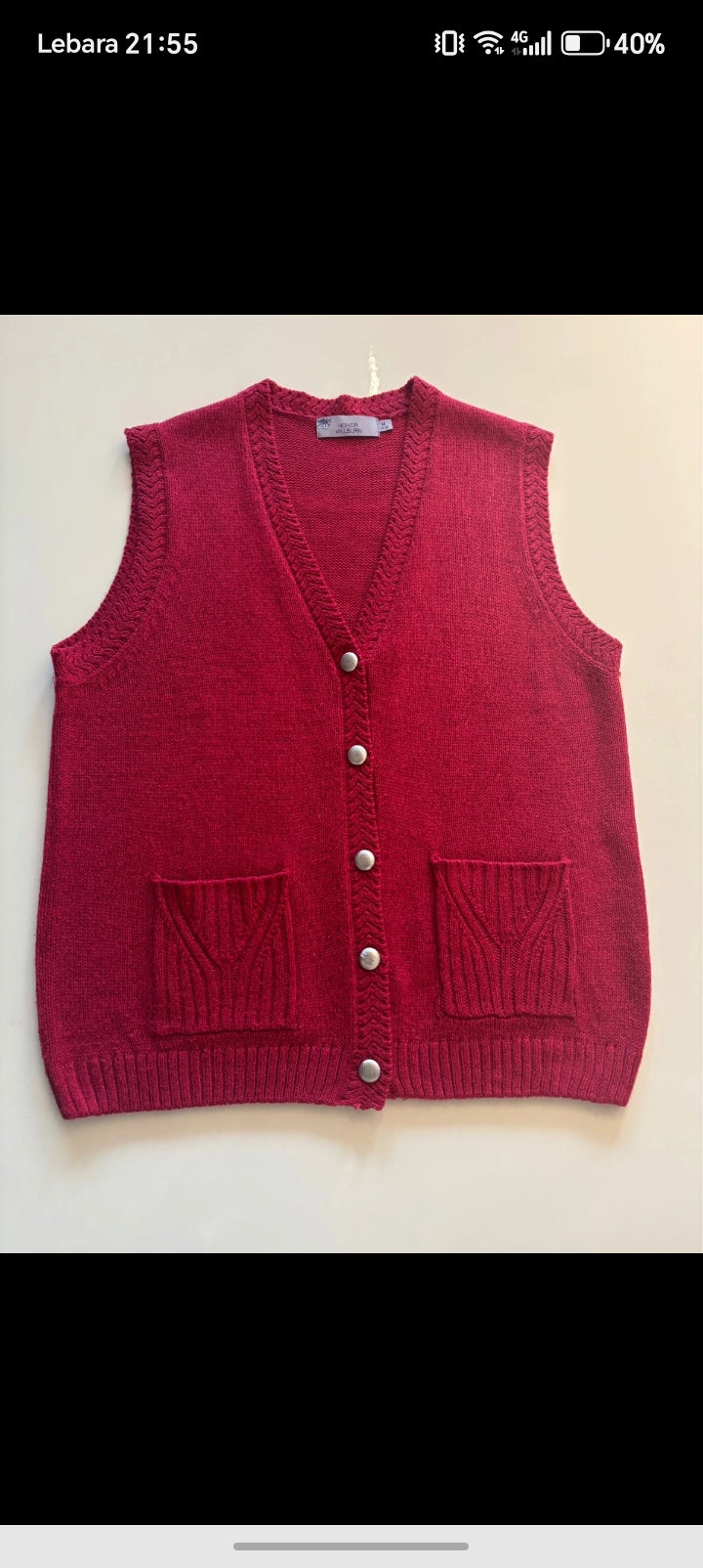 Honor Millburn Raspberry Pink Knitted Waistcoat Cardigan Vest – Size M