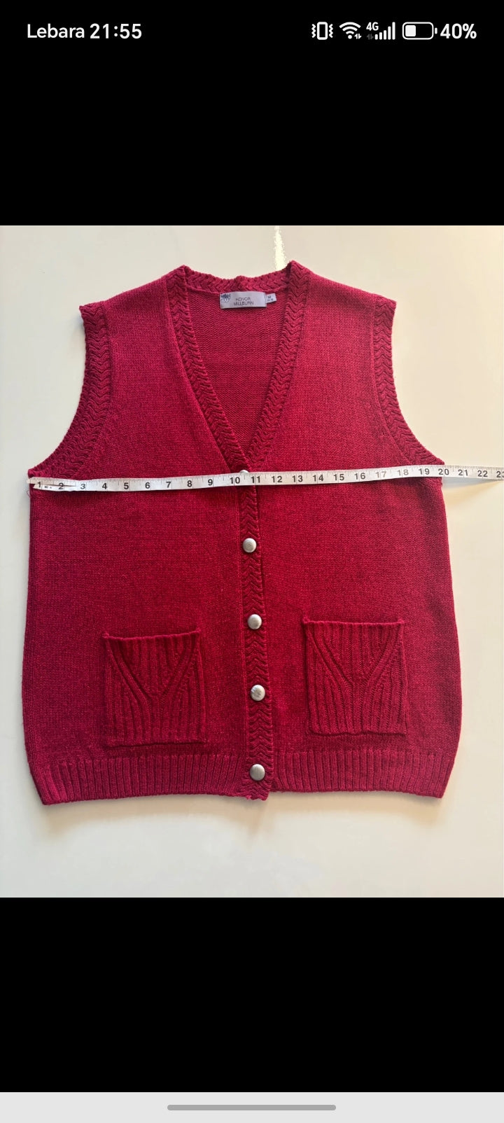 Honor Millburn Raspberry Pink Knitted Waistcoat Cardigan Vest – Size M