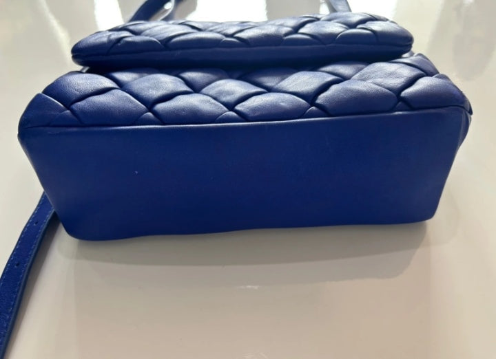 Dune London Blue Woven Leather Crossbody Bag