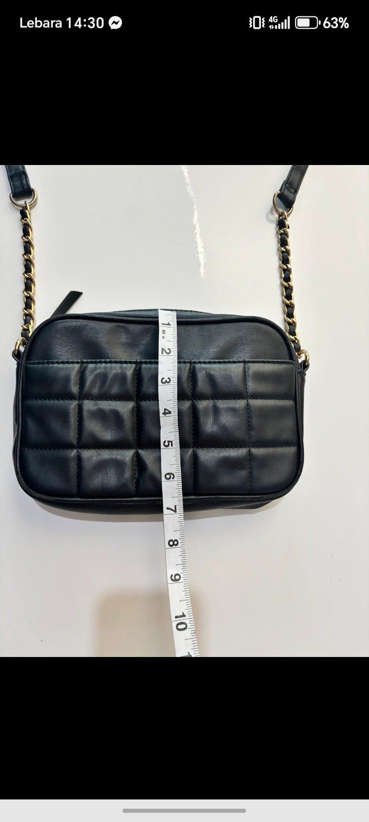 George Black Quilted Crossbody Bag with Gold Chain