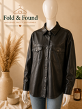 Topshop Black Faux Leather Oversized Shacket – UK 8