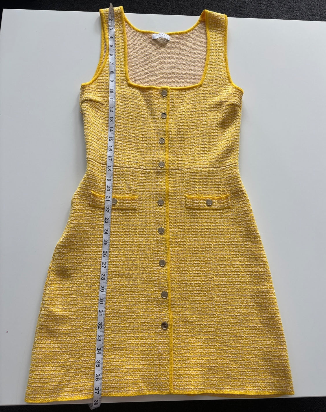 Sandro Paris Cannelle Yellow Tweed Mini Dress – Size 1