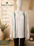 Zara Men’s Retro Stripe Short Sleeve Shirt White Green Pink Size M