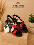 Heavenly Soles Colour Block Slingback Sandals Red Cream Black UK 5 New With Tags