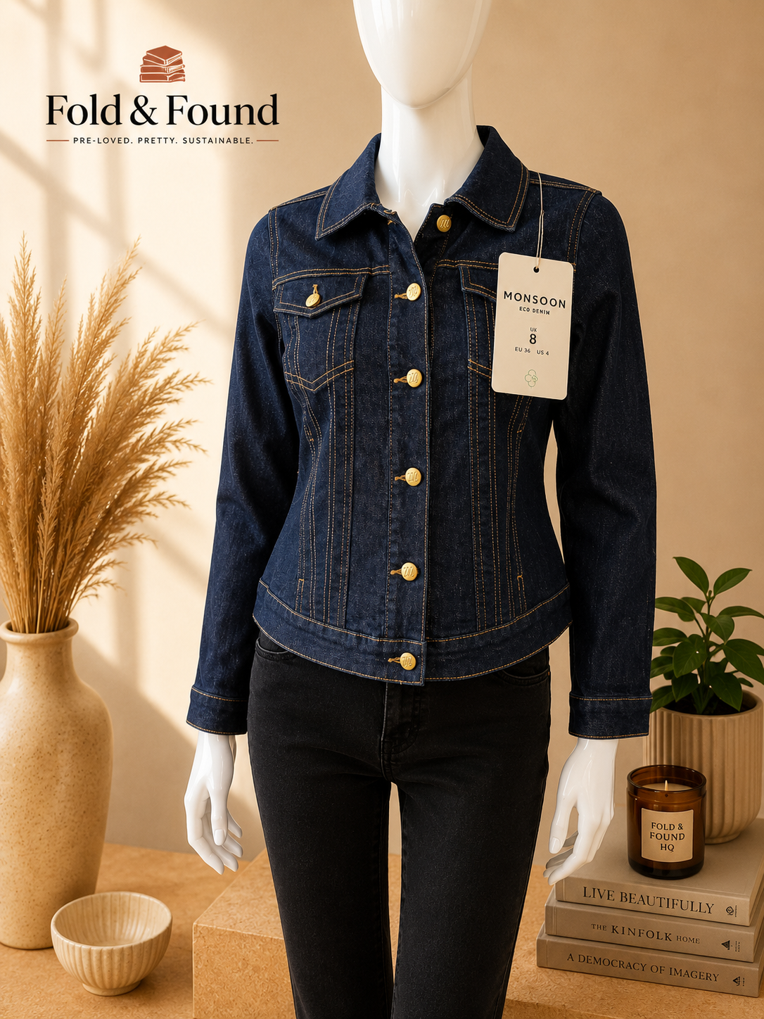 Monsoon Eco Denim Indigo Jacket – BNWT – UK 8