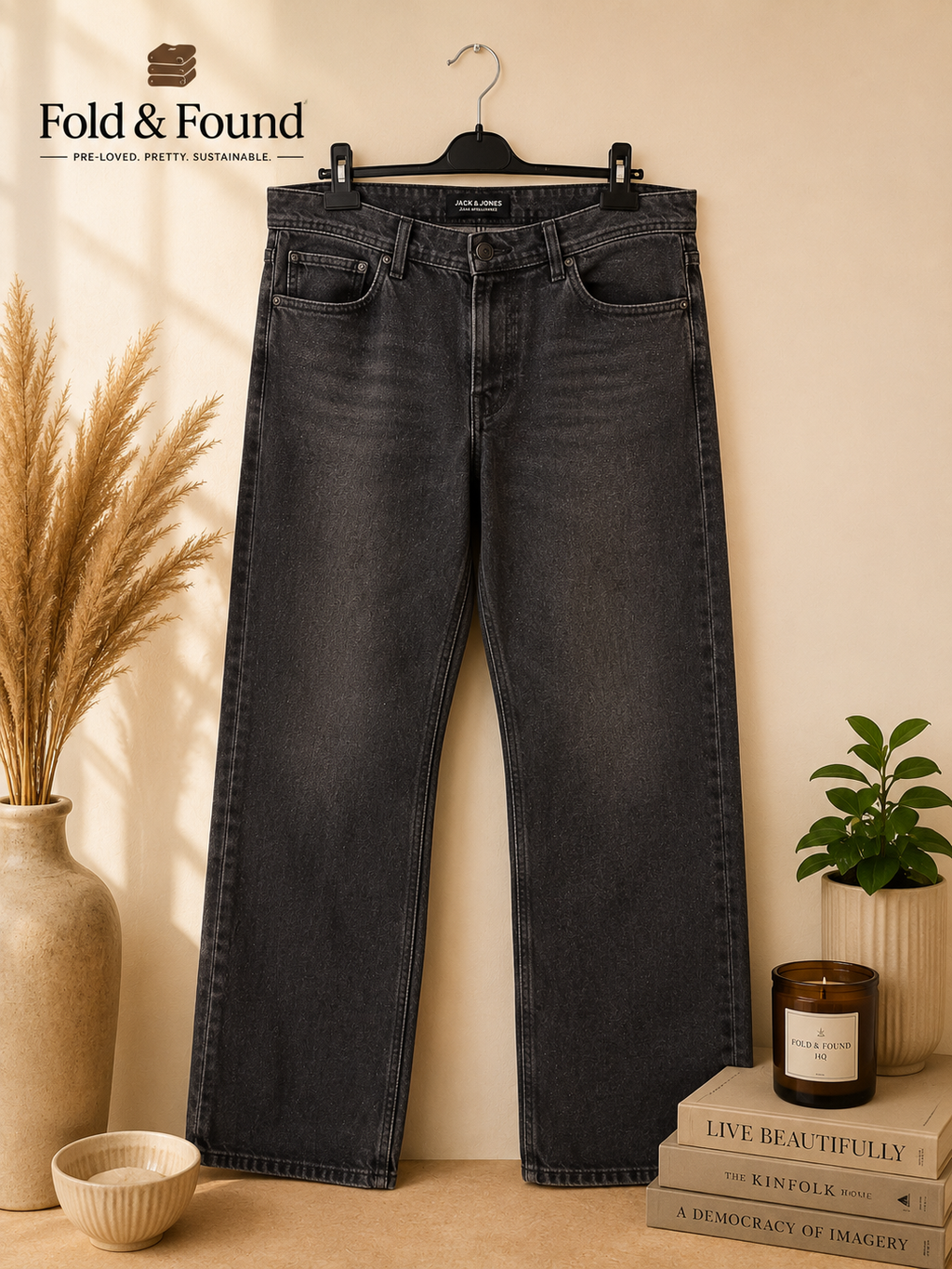 Jack & Jones Jeans Intelligence Washed Black Loose Fit Jeans W36 L32