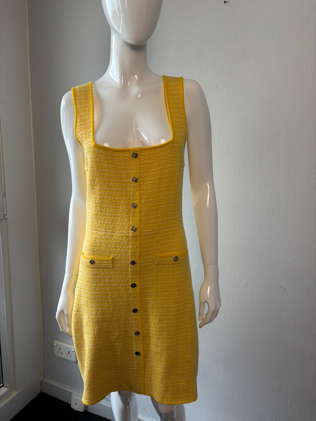Sandro Paris Cannelle Yellow Tweed Mini Dress – Size 1