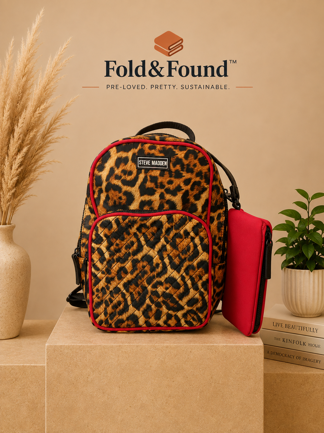 Steve Madden Leopard Print Backpack & Detachable Pouch – New Without Tags
