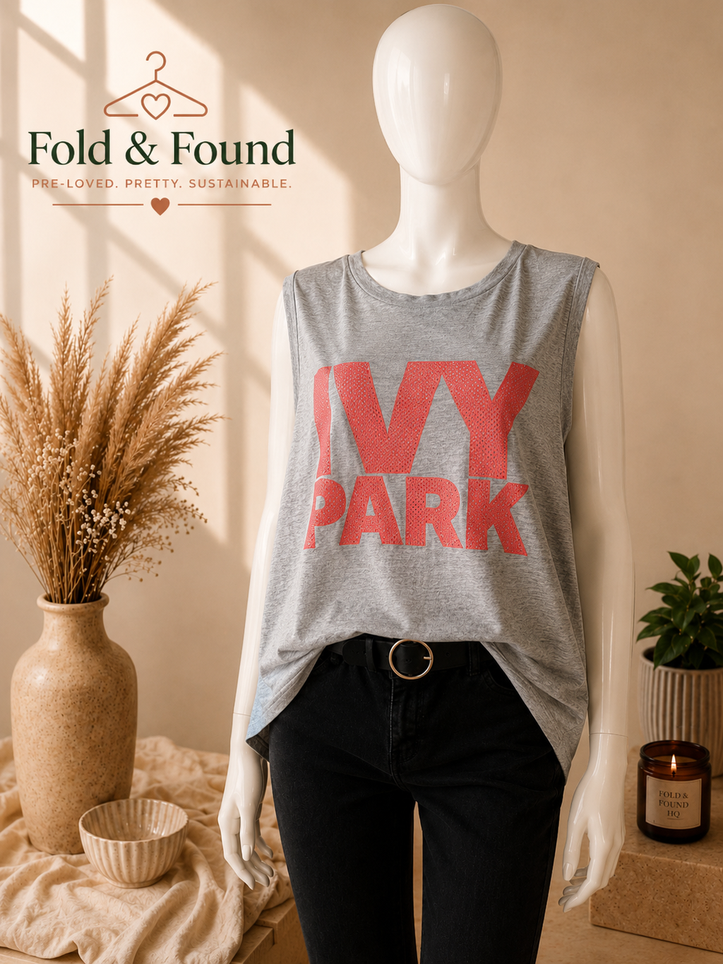 Ivy Park x Adidas Oversized Logo Tank Top Grey – XL