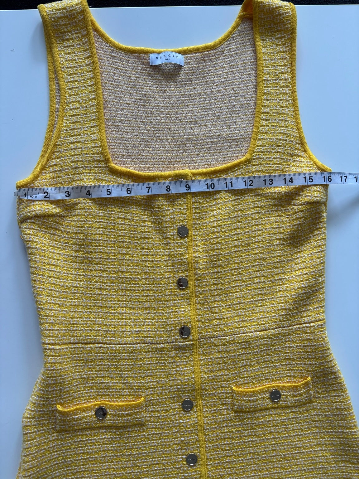 Sandro Paris Cannelle Yellow Tweed Mini Dress – Size 1